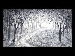 Acrylic Black And White Landscape Paintings Painting A Sunlit Forest Path With Black And White Acrylic Paint Landscape Acrylic Painting Demo In 2020 Painting Demo White Acrylics White Acrylic Paint
