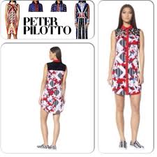 Peter Pilotto Shirt Dress Red Floral Print S M L Boutique