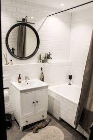 Besides good quality brands, you'll also find plenty of discounts when you shop for brick shower curtain during big sales. Scandinavian Style Bathroom Metro Tiles Bathroom Bathroom Styling Round Mirror Bathroom Bathroom Design