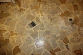 This Is A Floor Old Book Pages Wallpaper Paste And Polyurethane Painted Concrete Floors Flooring Inside Diy