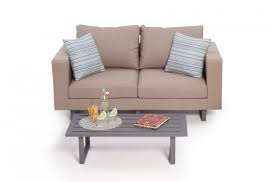 Wir als heim & garten fachhändler bieten eine große auswahl unterschiedlicher gartenhaus lounges an. Weatherproof Garten Furniture 2 Seater Sofa Andorra Sandbrown