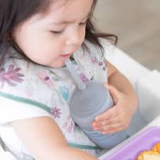 Bumkins Silicone Straw Cup with Lid Gray