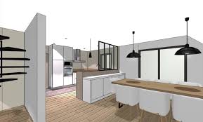 Elles dépendent de la configuration de votre cuisine, de sa forme. Plan 3d De La Cuisine Pour La Renovation D Une Maison De Languidic Sanaka Design