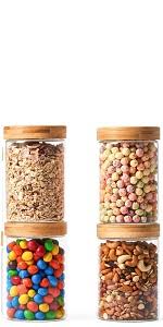 Shop travel bottles & travel pill cases today. Amazon Com Ezoware 4 Piece Glass Airtight Jars Storage Canister Container Set With Bamboo Lid For Kitchen Bathroom 30 Fl Oz Home Improvement