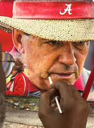 I love the T-shirt Alabama Football quarterback Jalen Milroe was wearing  yesterday when he met up with artist Steve Skipper to sign a limited number  of Steve's paintings called “Resilient Gravedigger” portraying