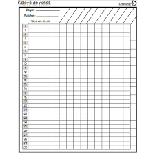 Grille De Releve De Notes Modifiable Learn French Budget Mom French Numbers