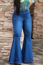 High Waist Flared Blue Denim Retro Bell Bottom Jeans Pants Whatlovely Whatlovely Bell Bottom Jeans Outfit Bell Bottoms Outfit Bell Bottom Pants Outfit
