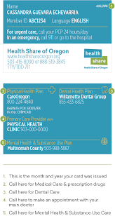 Health Share Of Oregon Member Handbook Id Card