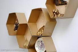Diy Hexagon Wall Shelves The Easy Way Making Lemonade Diy Cardboard Furniture Cardboard Decor Cardboard Crafts Diy