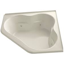 Kohler tercet 5' bubblemassage bath with integral apron. Kohler K 1160 F Ny Dune Tercet Collection 60 Corner Alcove Jetted Whirlpool Bath Tub With Center Drain Faucetdirect Com