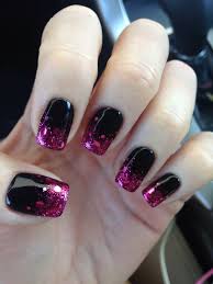 Black And Hot Pink Ombre Nails Hot Pink Glitter Nails For Vegas Black Nails With Glitter Wow Nails Pink Glitter Nails