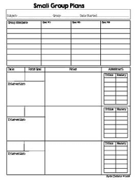 Small Group Intervention Records Lesson Plan Template Small Group Intervention Lesson Plan Templates Small Groups