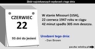 Wydarzenia historyczne, sportowe, premiery gier, filmów, imieniny, ciekawostki. 22 Czerwca Ciekawostki Zbior Najciekawszych Wydarzen