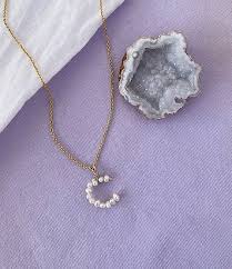 Baby Pearl Initial Necklace Hola Amor In 2020 Initial Necklace Baby Pearls Necklace