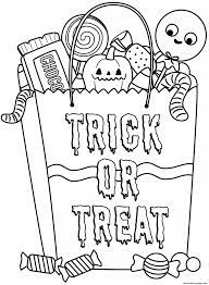 Halloween fairy with carved pumpkins drawing. Halloween Candy Bag With Treats Coloring Pages Printable