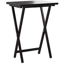 Folding snack table wooden natural desk foldable portable dining laptop coffee. Pj Wood Folding Tv Tray Snack Table Espresso Walmart Com Walmart Com