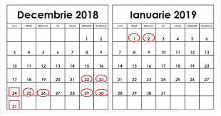 Cu ce zile libere au mai rămas românii în acest an? Zile Libere De Craciun 2018 Si Revelion Calendar 2020 Romanesc Calendar Ortodox Si Catolic Pdf