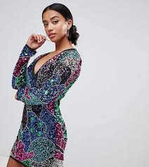 Asos Petite Asos Design Petite Multi Patched Sequin Mini Dress In Black Indigo Blue Hot Pink And Emerald Green Mini Dress Sequin Mini Dress Sparkly Dress