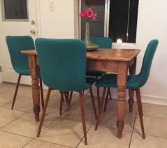 mid century 4 pc fabric dining chairs