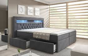 Boxspringbetten 180x200 cm in farbe blau. Boxspringbett York Hotel Bett Doppelbett Bettkasten Schublade 140x200 Grau Samt Ebay