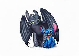 Stitch And Toothless By Emily Young Chapman Imaginarydisney Toothless And Stitch Cute Stitch Stitch Drawing