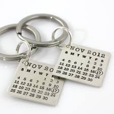 Matching Set Of Mark Your Calendar Keychains Hand Stamped And Personalized Sterling Silver Key Chains Calendar Keychain Keychain Bf Gifts