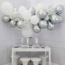 36inch silver confetti balloon pink white latex balloon silver romantic theme wedding birthday party decoration princes baby sho. 60pcs Diy Balloons Garland With Silver And White Balloons Confetti Balloons Chrome Shiny Metallic Latex Balloons Perfect For Birthday Party Bridal Baby Shower Engagement Wedding Party Decor Silver Buy Online In Bahamas