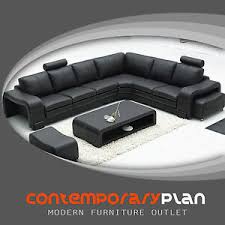 Come check this beautiful floor sample sectional @ the sofa outlet! Black Italian Leather Sectional Sofa With Headrest Matching Table And Ottomans Ebay