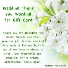 Bridal Shower Thank You Notes And Card Wording Thank You Card Wording Wedding Thank You Wording Backyard Wedding Invitations Wording