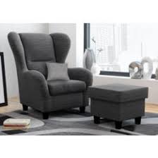 Ohrensessel Inkl Hocker Grau Schwarz Ohrensessel Sessel Wohnzimmersessel