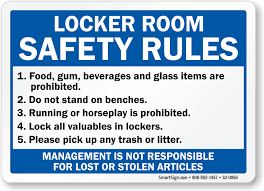 Hooper says that it costs 30 cents, so oscar gives him 3 dimes. Locker Room Safety Rules Sign Sku S2 0056