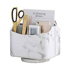 Unionbasic 360 Degrees Rotatable Desk Organizer Spinning Remote Control Tv Guide Mail Media Desk Desktop Organization Desk Organization Marble Office Supplies