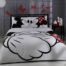 1 X Disney Mickey Minnie Adore Bedding Set Double Queen Mickey Mouse Bedroom Queen Size Comforter Sets White Bed Set