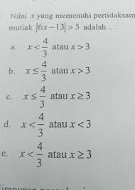 Nilai mutlak x 3 2x 8 5 brainly co id. Nilai X Yg Memenuhi Pertidaksamaan Nilai Mutlak Brainly Co Id