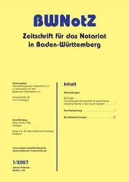 Folgen der ausübung des vorkaufsrechts. Bwnotz 1 2007 Wurttembergischer Notarverein E V