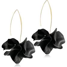 Amazon.com: YERTTER Women Big Petal Drop Large Earrings Flowers Dangle  Earrings with Chiffon Floral Tassel for Vacation Wedding (Black): Clothing,  Shoes & Jewelry
