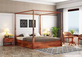 Canopy bed ideas can make you fall in love with your bedroom again. Buy Wisker Poster Bed With Storage King Size Honey Finish Online In India Wooden Street