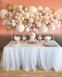 A Sweet Balloon Backdrop For The Sweets Table Balloons Balloongarland Dessert S Balloon Backdrop Birthday Table Decorations Girl Birthday Decorations