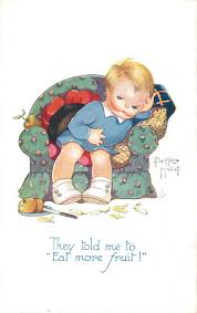 They Told Me To Eat More Fruit Beatric Mallet Vintage Girl With Stomach Ache After Eating Too Man Childrens Illustrations Vintage Drawing Baby Illustration