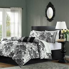 Black And White King Size Comforter Sets Queen Size 7 Piece Damask Comforter Set In Black White Grey Comforter Sets Bed Comforter Sets Bed Linens Luxury