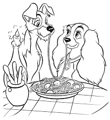 La Belle Et Le Clochard La Scene Des Spaghettis Coloriage Walt Disney Coloriage Coloriage Disney