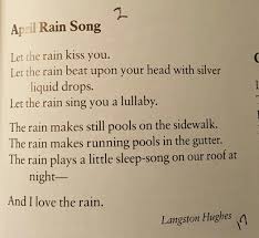 April Rain Song Langston Hughes April Rain Poetry For Kids Sleeping Songs