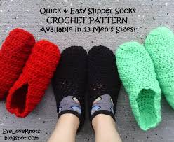 Free crochet socks & easy crochet slipper patterns ideal for beginners. Men S Quick And Easy Slipper Socks In 13 Us Sizes Free Crochet Pattern Eyeloveknots