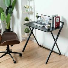 Costway 23 In Rectangular Black Laptop Desk With Open Storage Hw60471 The Home Depot In 2020 Folding Computer Desk Pc Desk Portable Desk