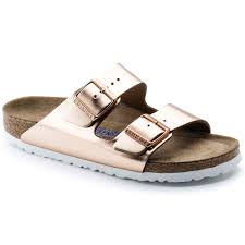 Birkenstock Arizona Rose Gold Buckle Arizona Natural Leather Metallic Copper Birkenstock Two Strap Sandals Gold Birkenstocks