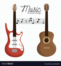 Music Letter Electric Guitar And Wooden Guitar Vector Image