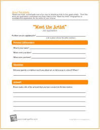 Meet The Artist Job Application Free Worksheet Meet The Artist Art History Lessons Art Worksheets