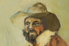 Billy Horn Hunter Original NAA Art Miniature Pastel Painting Mountain Man  Signed