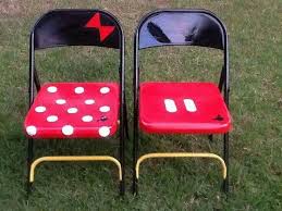 Mickey Minnie Painted Folding Chairs Mickey Mouse Crafts Disney Furniture Disney Decor