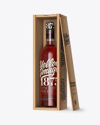 Free Psd Mockup Clear Glass Wine Bottle In Open Wooden Box Mockup Half Side View Object Mockups Mockup Bottle Mockup Mockup Free Psd